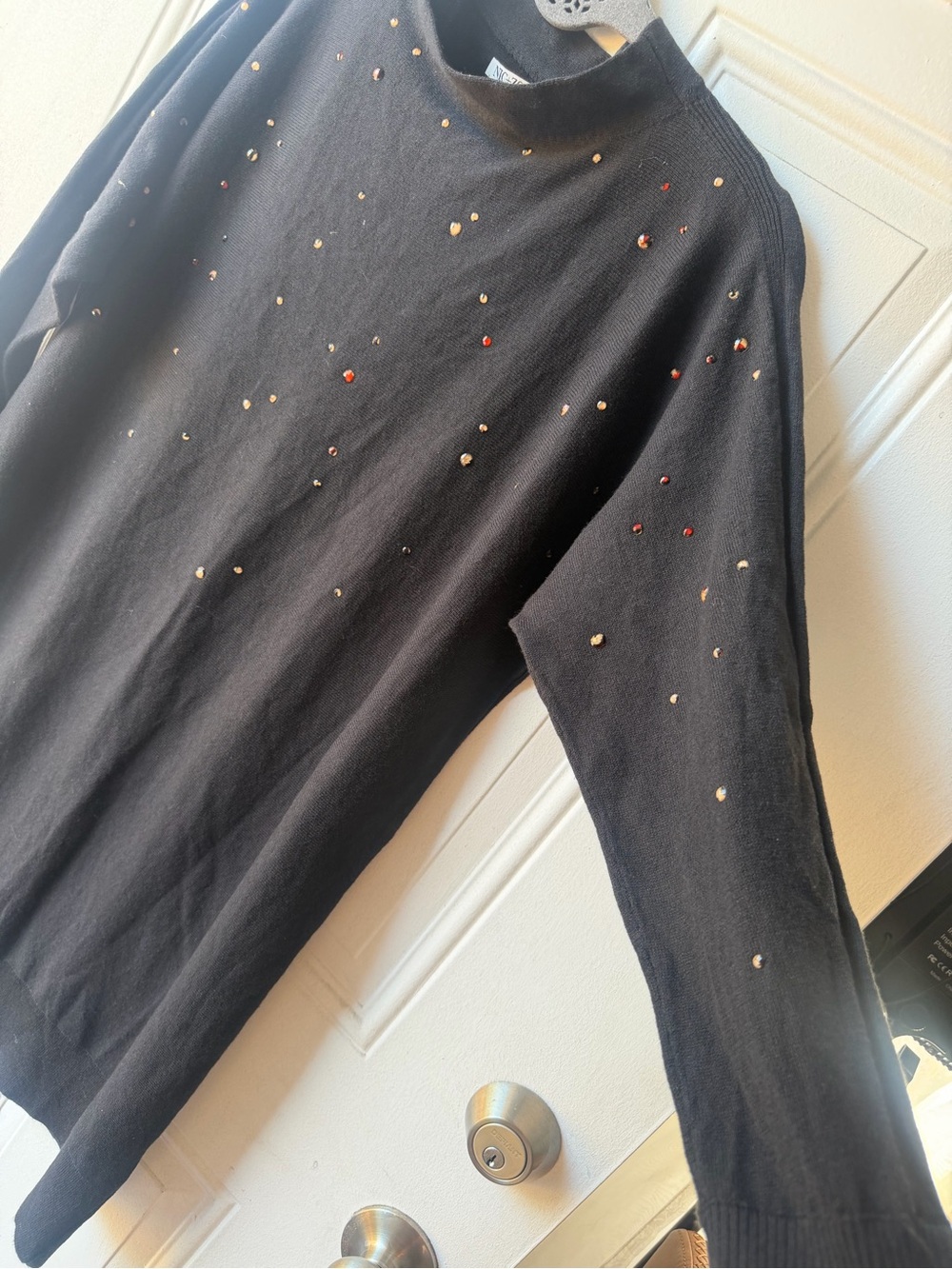 NIC+ZOE Twinkle Vital Rhinestone Sweater Mini Dress Black Petite Small PS - Picture 11 of 12